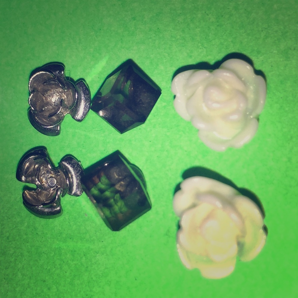 Rose and Geometric Earrings